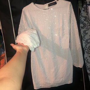 White sequin mini formal dress!!!